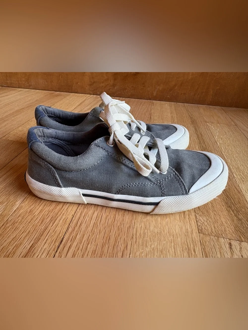Kids Gray Canvas Lace-Up Sneakers Top-Siders